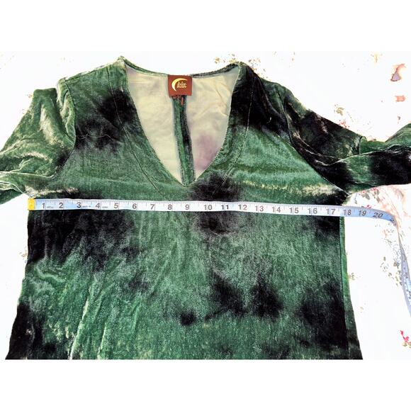 BLU MOON PLANET BLUE VELVET TIE DYE BELLSLEEVE STEVIE NICKS DRESS - Picture 6 of 9